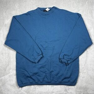 NWT VTG 90s Habitat Blank Crewneck Sweatshirt‎ Teal Blue – USA Made – Men XXL